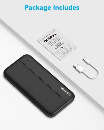 Набір з 2 шт. , компактний, входи Type-C/micro, 2 виходи USB/USB-C, чорний, 10000mAh