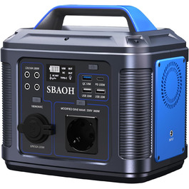 Портативна електростанція SBAOH 538.7Wh сонячний генератор, акумулятор з виходами AC/USB, 300W для подорожей, кемпінгу, відпочинку на природі та надзвичайних ситуацій