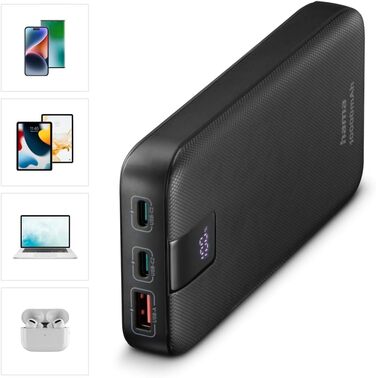 МАгод, 2 шт. USB-C, USB-A, швидка зарядка, портативний зарядний пристрій, антрацит, 20, 10000