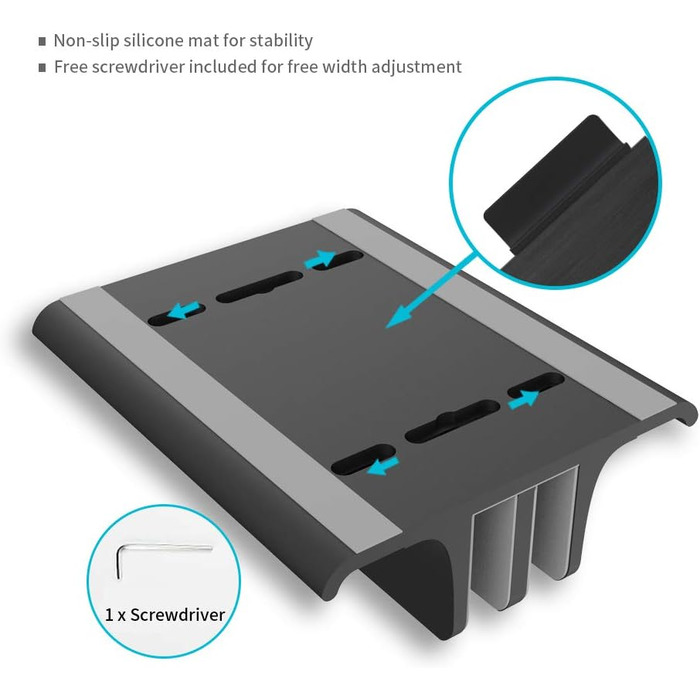 Підставка для ноутбука VAYDEER вертикальна, регульована, алюмінієва, для MacBook, iPad, ноутбуків до 17.3 дюйма - чорна