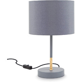Приліжкова лампа з кабельним вимикачем, тканинний абажур, вінтаж, настільна лампа, лампа, настільна лампа, настільна лампа, офісна лампа, лампа для читання, лампа для читання, ретро, 33x20 см, (сірий)