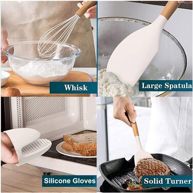 Набір кухонних аксесуарів з силікону, 28 предметів: лопатки, шпателі, мішалки та інше. Сумісний з антипригарним посудом.