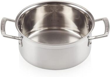 Сковорода Le Creuset з кришкою з нержавіючої сталі, 20 см, для всіх типів плит (в т.ч. індукційних) та духовки, срібна