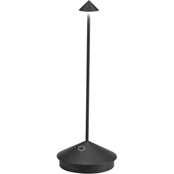 Zafferano Pina - Бездротова LED-лампа для дому та саду, сенсорне керування, регулювання яскравості, 29 см, чорна