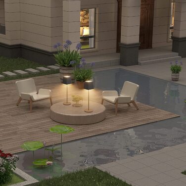 LED акумуляторна настільна лампа K-Bright з регулюванням яскравості, тепле світло, для дому та вулиці, USB-C, 3000K, чорний