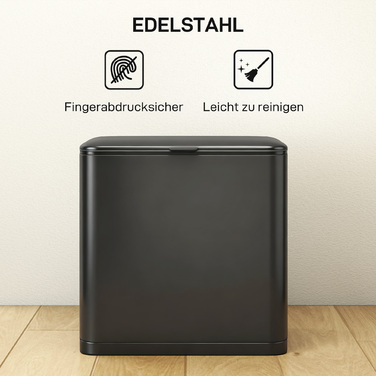 Відро для сміття HOMCOM, 8 л, може бути встановлене як на підлозі, так і підвішене, нержавіюча сталь, чорний