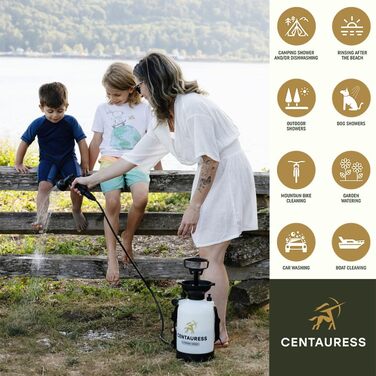 Портативний душ Centauress для кемпінгу з помпою та захисним клапаном 45 PSI, переносна душова система для кемпінгу, пляжу, серфінгу та відпочинку на природі
