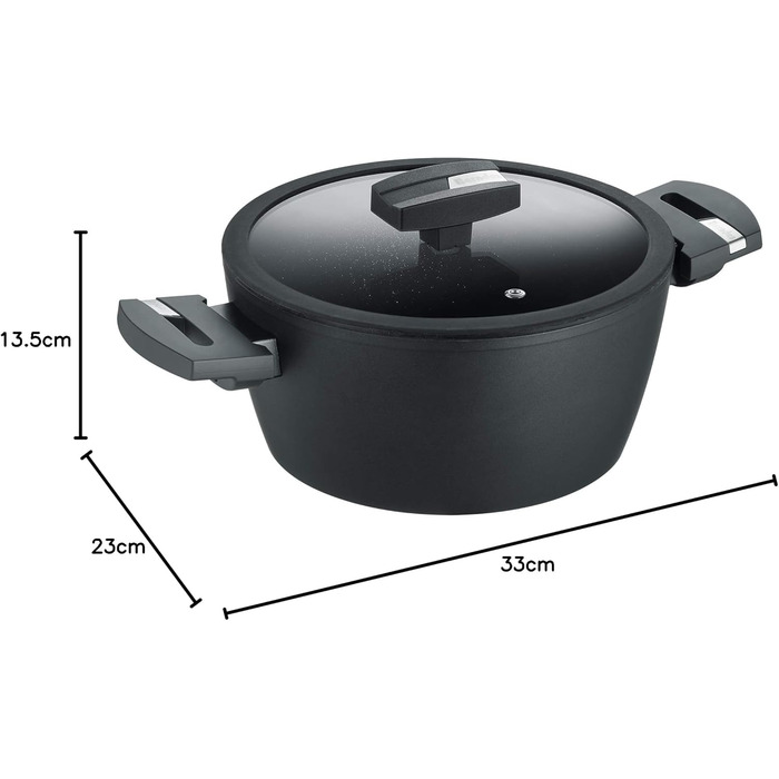 Каструля Berndes Balance Induction Enduro, 20 см, для індукційних плит, з антипригарним покриттям, чавунний дизайн, універсальна, алюміній, чорна