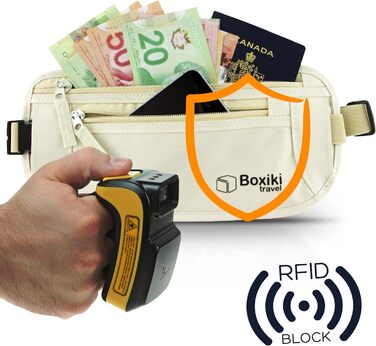 Для чоловіків і жінок - Поясна сумка з блокуванням RFID для паспорта, гаманця та телефону - безпечна та надійна під час подорожей бежевий