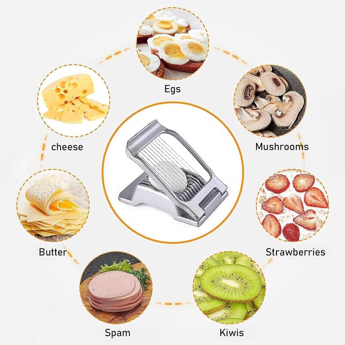 Яйцерізка EnixwH, алюмінієвий інструмент для нарізки яєць, металева яйцерізка, професійна яйцерізка, можна мити в посудомийній машині, яйцерізка (макс. 50 символів)