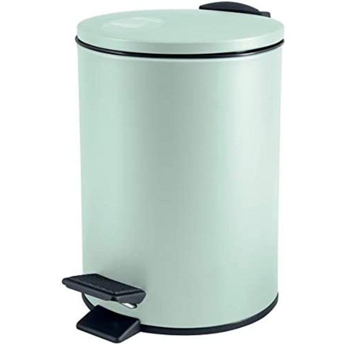Косметичне відро Spirella об'ємом 5 літрів з нержавіючої сталі з автоматичним опусканням і внутрішнім відром Adelar для ванної кімнати, відро для сміття з м'якою кришкою, сіре (зелене)