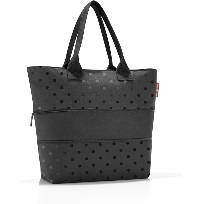 Сумка-шопер Reisenthel Shopper E1 - велика містка сумка для покупок, чорний колір, глянцевий принт Dots
