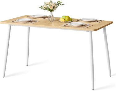 Стол обідній VASAGLE для 4-6 осіб, кухонний стіл у стилі кантрі, 140x75 см, колір: горіх + чорний, KDT100KE02