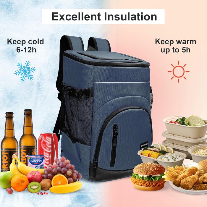 Рюкзак-холодильник 30L, витримує протікання, ізольований рюкзак для пікніків, чоловічий/жіночий, термо-холодильник для пляжу, кемпінгу, риболовлі, зелений (блакитний)