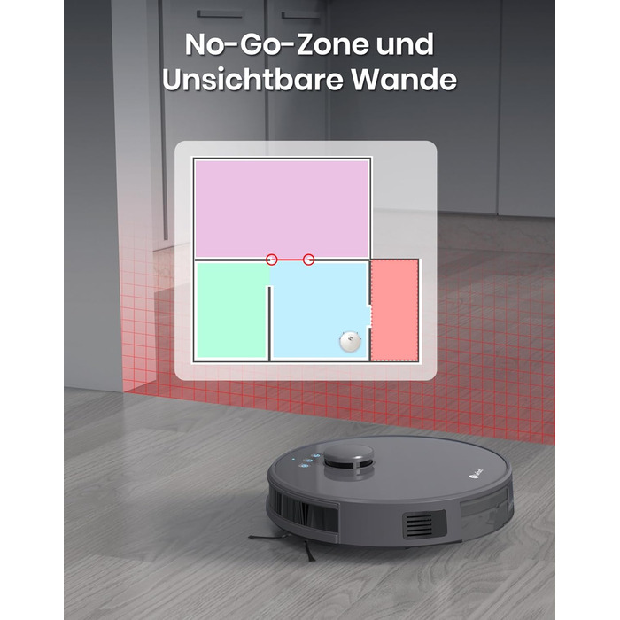 Робот-пилосос LEFANT M1G з функцією миття, 5500Pa, LiDAR-навігація, багатошарове мапування, віртуальна зона, керування через Alexa/APP/WiFi, ідеальний для шерсті тварин, килимів та твердих підлог