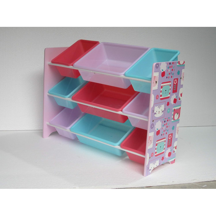 Стиль дому Дитяча полиця Полиця для іграшок Дитяча полиця для зберігання з 9 коробками Ящик для іграшок Книжкова шафа, 84 x 60 x 30 см (фіолетовий)