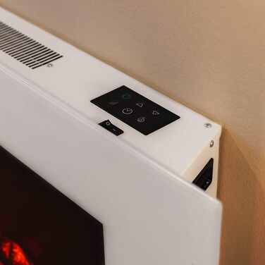 Електричний камін Cecotec ReadyWarm 2690 Flames Connected Wi-Fi, 2000 Вт, білий, декоративний, для обігріву до 25 м², дистанційне керування, загартоване скло