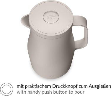 Термос Alfi ECONSCIOUS 1.0л з термоізоляційним вкладишем з біопластику, гігієнічний, з поворотним кришкою та кнопкою, для зручного наливання однією рукою, ідеальний для кави та чаю, без BPA (Oatmeal Beige)