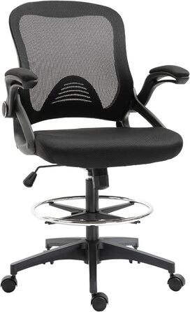 Поворотний стілець Vinsetto Mesh, ергономічний, регульований по висоті, з кільцем для ніг, чорний.