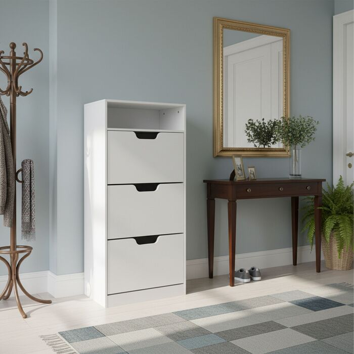 Взуттєва шафа Relaxdays з відкидною дверцями та відкритою полицею