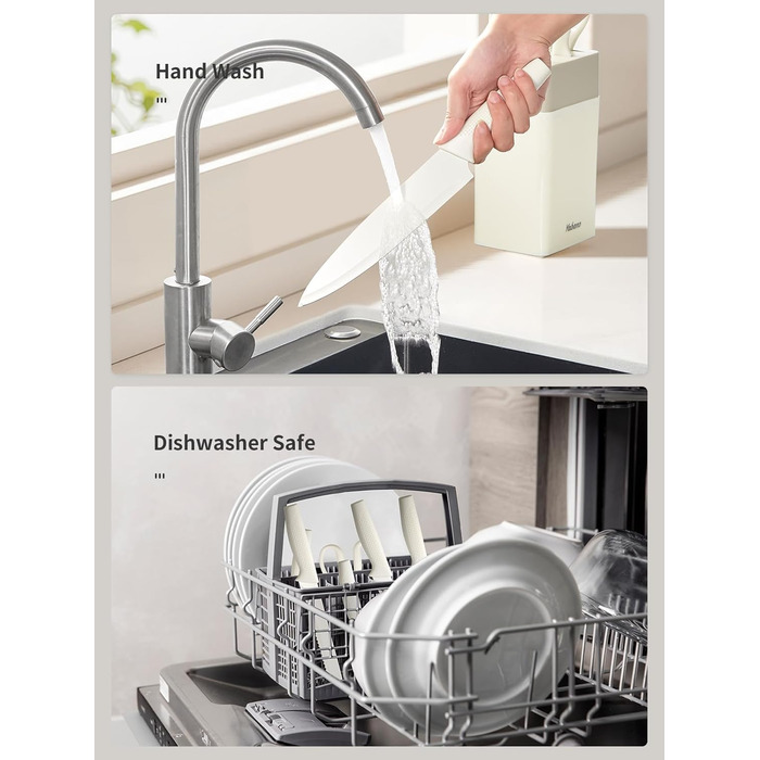 Набір кухонних ножів Yabano 7 предметів з підставкою та точилкою, кухонний набір з пластиковою підставкою (білий)