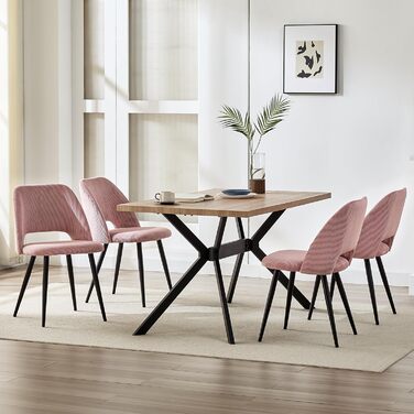 Набір обідніх стільців, кухонний стільчик з тканини Cord, м'які стільці для їдальні, кухні, вітальні та спальні (Рожевий, 2)