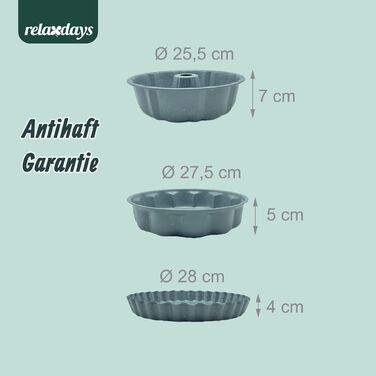 Набір форм для випічки Relaxdays, 3 шт., з антипригарним покриттям