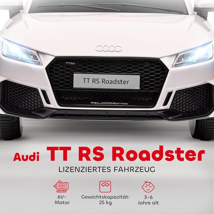 Дитячий електромобіль HOMCOM 12V з пультом, LED, USB/MP3, для дітей 3-5 років, білий