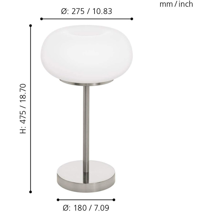 Підвісний світильник EGLO connect LED Optica-C, підвісний світильник для розумного будинку, підвісний світильник зі сталі, колір нікель матовий, скло опаловий матовий білий, Ø 37,5 см, з регулюванням яскравості, білі тони та кольори регулюються (настільна