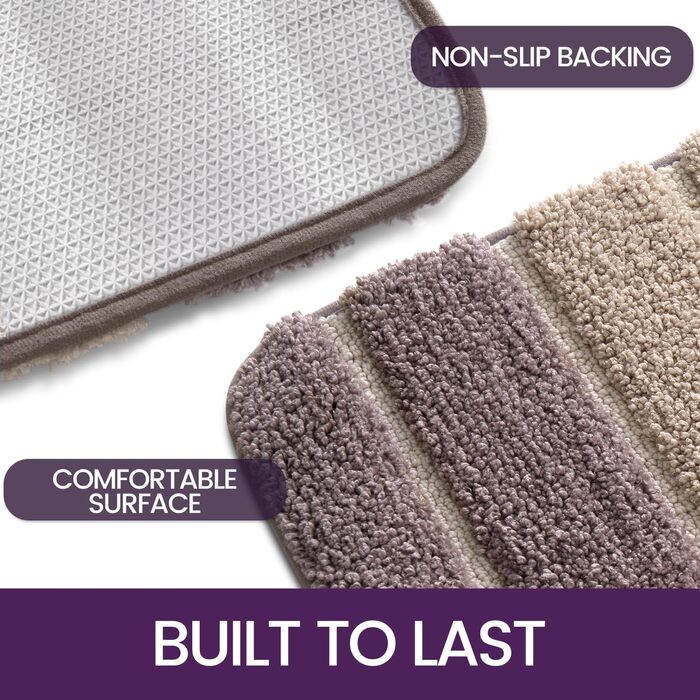 Дексі 2 шт. килимок для ванної кімнати, антиковзний, 40 x 60 см, м'який, швидковисихаючий, для ванної, душу, ванни (2 шт., бежевий)