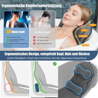 Подушка для ванни на все тіло з підтримкою шиї, плечей та попереку. Подушка для ванни з повітряної сітки 5D для жінок, сірого кольору.