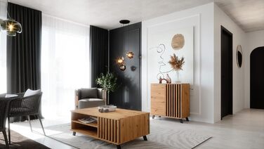 Комод Newroom Дикий дуб Антрацит - 80x85x40 см - Сервант Modern Vintage - Barea.Two