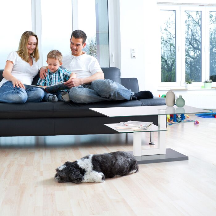 Столик журнальний Relaxdays зі скляною стільницею та полицею