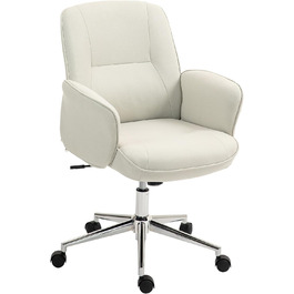 Крісло для дому та офісу Vinsetto: регульоване, поворотне, з функцією гойдання, до 120 кг, для робочого кабінету та спальні (кремовий)