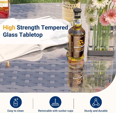 Набір садових меблів UDPATIO для балкона/тераси: стіл та 2 стільці з поліротангу (сірий)