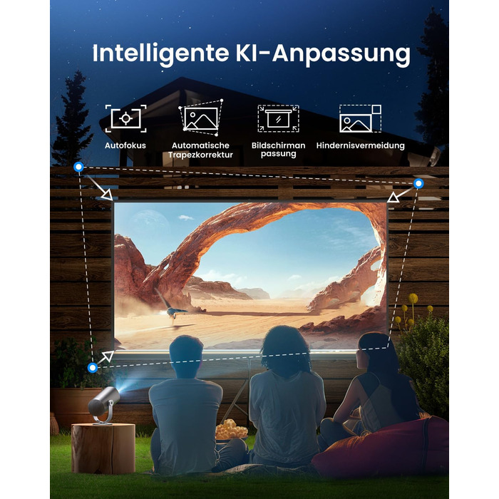 Портативний проєктор Dangbei Freedo з акумулятором, 450 ISO люмен, Google TV & Netflix, Dolby Audio, 1080P, HDR10, 165° нахил, Smart проєктор з WiFi & Bluetooth для дому та відпочинку на природі, 2,5 години роботи, з чохлом