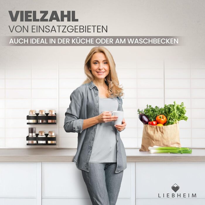 Поличка для душу без свердління - органайзер для ванної кімнати, чорний, нержавіюча сталь