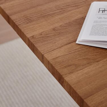 Сучасний прямокутний стіл з МДФ-плитою та чорними металевими ніжками, для вітальні або кухні, 140x78x77 см, темний дуб, структура темного дуба