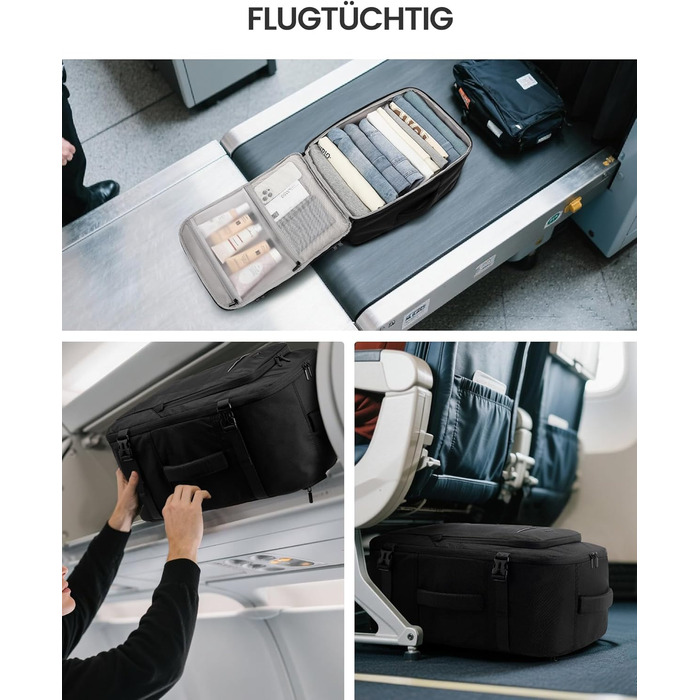 LOVEVOOK Рюкзак ручної поклажі, 18 дюймів, великий, для подорожей, авіакомпаній, чоловічий/жіночий, з відділенням для ноутбука, чорний