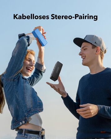 Портативна Bluetooth колонка Anker SoundCore 2, блакитна: потужний звук, глибокий бас, 24 год роботи, водонепроникність IPX7, сумісна з iPhone, Galaxy та іншими пристроями