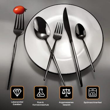 Набір столових приборів на 6 осіб, Targzier, 30 предметів, нержавіюча сталь, кольоровий, для кухні/готелю/ресторану, преміум-якість, придатний для миття в посудомийній машині