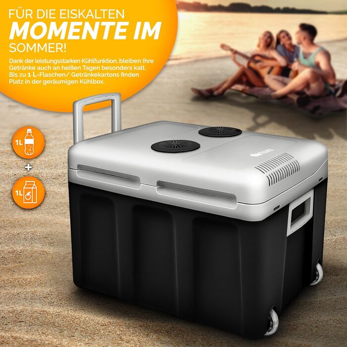 Автомобільний холодильник/термобокс Tillvex електричний 40л на колесах (230V/12V) - охолодження та підігрів, ECO-режим, антрацит