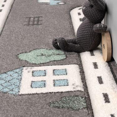 Дитяча кімната Ігровий килимок з коротким ворсом Вуличні міські автомобілі Ігровий килимок сірого кольору, розмір 120x170 см (120 см круглий)