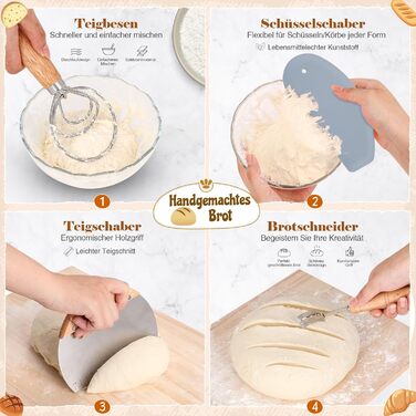 Набір для закваски та випікання хліба: 2 корзини (25см та 23см), скляна тара для закваски, для початківців та професіоналів, сірий