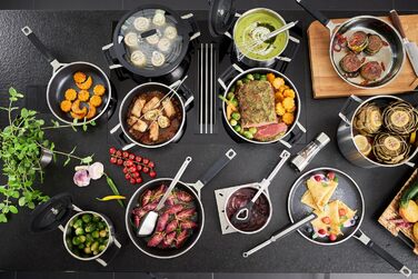 Набір каструль Rösele Silence Pro 5 предметів: універсальний набір з 3 каструль, 1 казанок та 1 сотейник, нержавіюча сталь 18/10, скляні кришки, внутрішня шкала, підходить для індукційних плит та мийки посуду