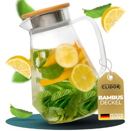 Скляна карафка Clidor Elisa, 1,5 л, з кришкою, для гарячих та холодних напоїв, з некраплевим носиком