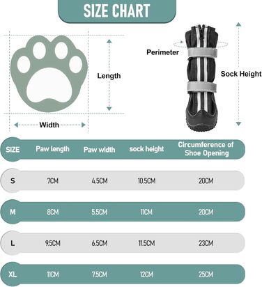Водонепроникне взуття для собак OHCOZZY на блискавці, світловідбиваючі ремені, захист лап, 4 шт. , S, чорне