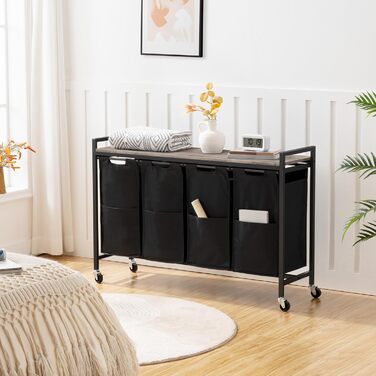 Кошик для білизни HOOBRO з 3 відділеннями, 119 л, з ручками та колесами, білий