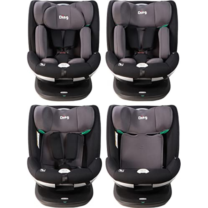 Дитяче автокрісло Ding Mace i-Size 0-36 кг з основою Isofix, обертається на 360 градусів, чорний/сірий DI-111917