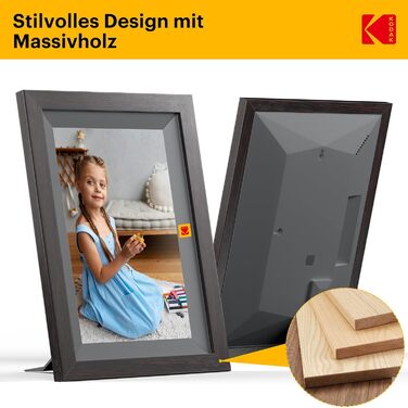 Цифровий фоторамка Kodak 10,1 дюйма WiFi, IPS Touchscreen, 32GB, Автоматичне поворотання, для кріплення на стіну, ділитися фото з будь-якого місця, коричневий (чорний каркас)